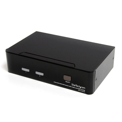 Conmutador Switch KVM - 2 puertos USB 2.0 - Audio Vídeo DVI