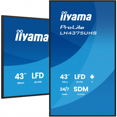 LH4375UHS-B2AG pantalla de señalización Pantalla plana para señalización digital 108 cm (42.5) LCD Wifi 500 cd / m² 4K Ultra HD Negro Procesador incorporado Android 11 24/7