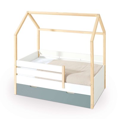 Cama-casita Montessori 70x140 cm madera con cajones eucalipto · Sogni