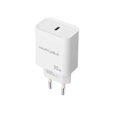 Cargador nanocable pared usb - c pd 30w blanco
