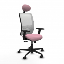 Piqueras y Crespo Zulema sincro malla blanca bali rosa brazos 2D base nailon cabecero fijo ruedas 65mm nailon