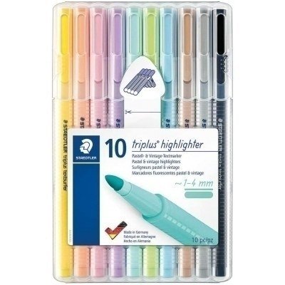 Staedtler Triplus Textsurfer 362 Pack de 10 Marcadores Fluorescentes - Trazo 1 - 4mm Aprox - Tina Base de Agua - Colores Surtidos