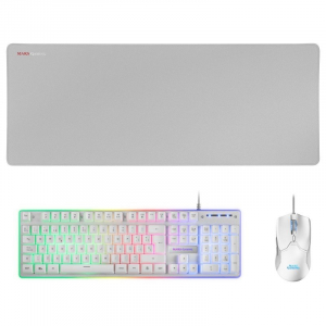 Mars Gaming Combo MCPX GAMING, 3 en 1, RGB, blanco