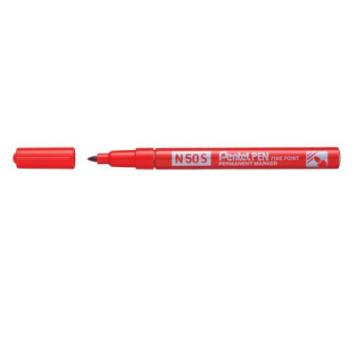 Pentel Pen N50S Rotulador Permanente - Punta Fina 3.18mm - Resistente a Agua y Luz - Color Rojo