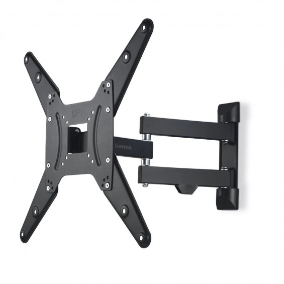 Soporte TV orientable de pared Hama 00220824, 32-65 pulgadas, hasta 25 kg, 3 articulaciones, VESA 400x400 mm, orient. 180°, incl. -12°/+5°, negro