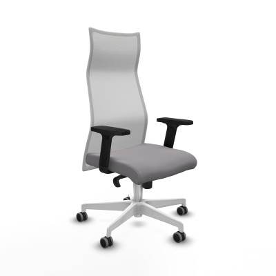 Albacete malla sincro malla blanca similpiel gris brazos 2D base blanca ruedas 65mm engomadas