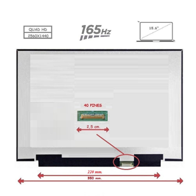 Pantalla para portátil LED 15.6\ Slim 40 Pines QHD Sin Brackets 165Hz