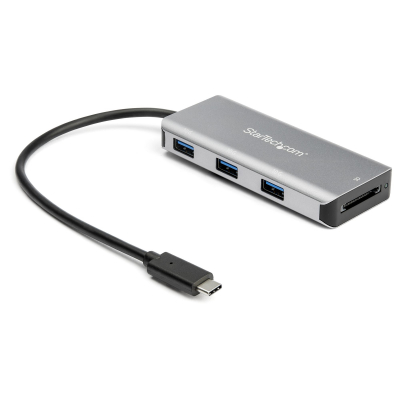 Hub Ladrón USB-C de 3 Puertos 10Gbps y Lector de Tarjetas de Memoria Flash SD - con 3 Puertos USB-A y 1 Ranura SD - Adaptador Hub Concentrador 3.2 Gen 2 Tipo C - Portátil - Hub para Ordenador Portátil