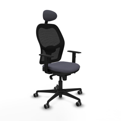 Jorquera sincro malla negra bali gris oscuro brazos 1D base nailon cabecero fijo ruedas 65mm engomada