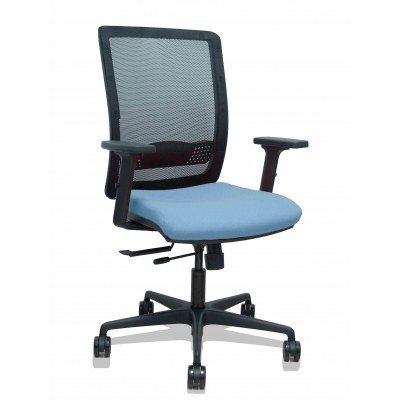 Silla Haches traslack malla negra asiento bali azul cielo brazos 2D ruedas 65mm