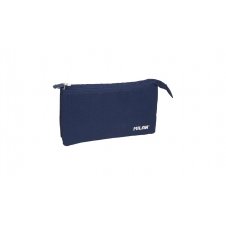 Milan Serie 1918 Estuche Portatodo 5 Compartimentos - Tejido Resistente a las Roturas y Rasgaduras - Medidas 22x12x4cm - Color Azul Oscuro