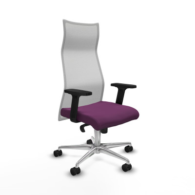 Albacete malla sincro malla blanca similpiel morado brazos 2D base aluminio ruedas 65 mm nailon