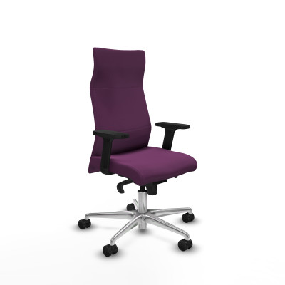 Albacete dirección sincro similpiel morado brazos 2D base aluminio ruedas 65 nailon