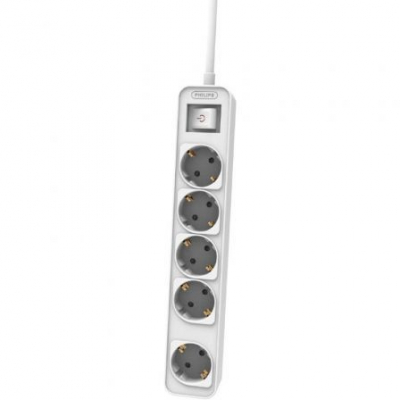 Regleta con Interruptor Philips CHP2154W/12/ 5 Tomas de corriente/ Cable 1.5m/ Blanco