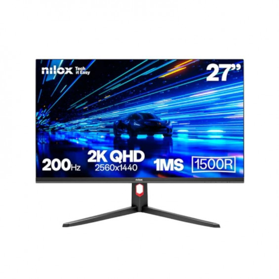 Monitor Nilox NXM27CV2K2001, 27 pulgadas, QHD, VA, 200 Hz, 1 ms, curvo, HDMI, DisplayPort