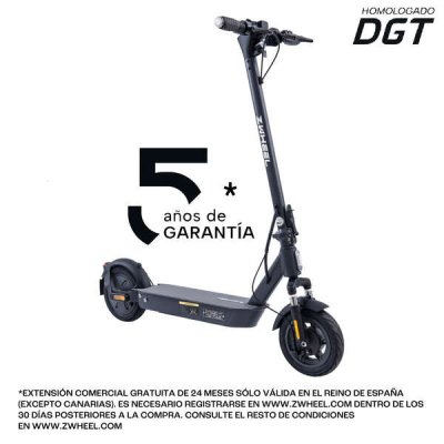 Zwheel ZFox Max Urban Dark Patinete Electrico Motor 400W - Homologado DGT - Velocidad hasta 25Km/h - Autonomia hasta 50km - 3 Modos de Conduccion - Carga Maxima 100kg - Ruedas 10