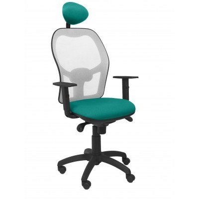Silla Jorquera malla gris asiento bali turquesa con cabecero fijo