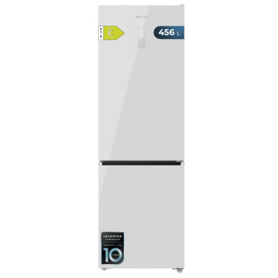 Cecotec Bolero CoolMarket Combi 456 White Glass C Frigorifico Combi - Capacidad 456L - Compresor Inverter - Total Nofrost - Pantalla en Puerta - Frio Envolvente - Clase E - 201x59.5x68cm - Color Blanc