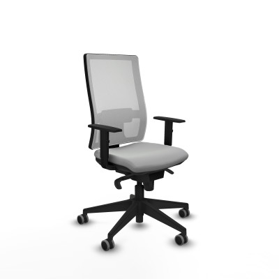Horna sincro malla blanca similpiel gris claro brazos 1D base piramidal ruedas 65mm engomadas