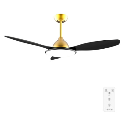 Cecotec EnergySilence 4800 Light GoldBlack Ventilador de Techo con 3 Aspas y Luz Integrada - 35W - Diametro de 48 - LED de 36W - Temporizador - 6 Velocidades - Modo Invierno - Color Dorado y Negro