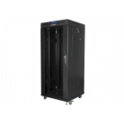 ARMARIO LANBERG 19 27U 600X600 FLAT PACK NEGRO PUERTA CRISTAL CON LCD V2