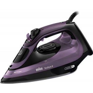 Plancha de vapor Braun TexStyle 9 SI 9661, 3100W, golpe de vapor, 250 gr/min, 330 ml, FreeGlide 3D, ActiCIean System, violeta