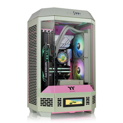 Caja ordenador gaming thermaltake the tower t300 matx cristal templado verde