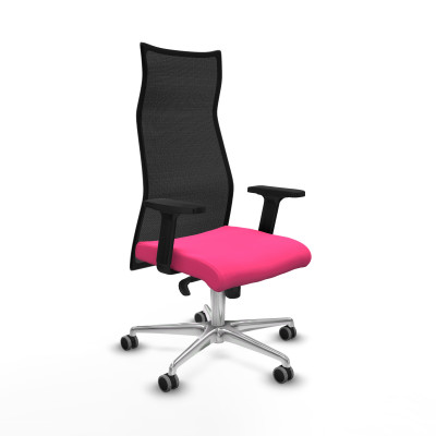 Albacete malla sincro malla negra similpiel rosa brazos 2D base aluminio ruedas 65mm engomadas