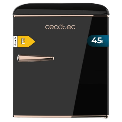 Cecotec Bolero CoolMarket TT Origin 45 Black E Mini Frigorifico - Capacidad 45L - Estilo Retro - Cajon para Hielo - Tirador Cromado - 44.7x53.4x55cm - Color Negro
