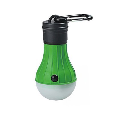 Linterna bombilla led con mosqueton 2 posiciones verde + 3 pilas aaa incluidas