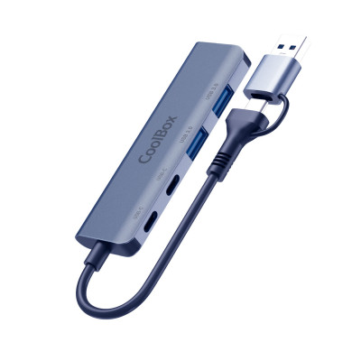 Coolbox HUB4 Lite USB-C-A 4 Puertos Aluminio