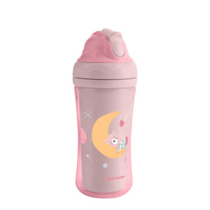 Vasito de PP con pajita de silicona 220ml Moony me Rosa