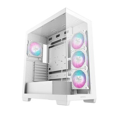 Caja ordenador gaming deepcool cg580 4f atx rgb cristal templado blanca