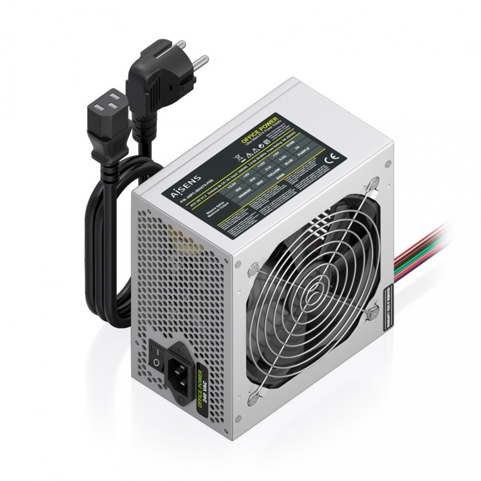 AISENS - FUENTE ALIMENTACION ATX 500W CON CABLE DE ALIMENTACION OEM, PLATA