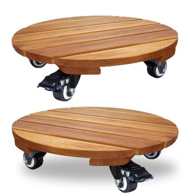 3nod - set de 2 soportes de madera de acacia para macetas hasta 113kg de carga