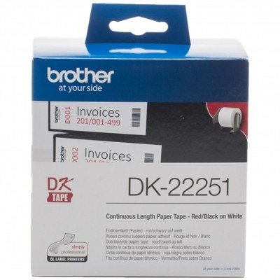 Etiquetas cinta continua brother dk22251 negro - rojo 62mm 15.24m