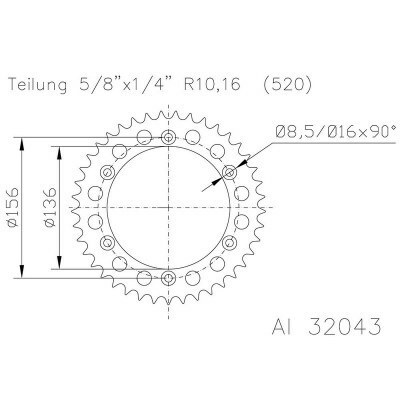 Corona ESJOT Aluminio 51-32043-47 dientes 51-32043-47