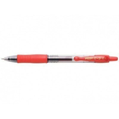 Pilot Boligrafo de gel retractil G2 Rollerball - Punta de bola redonda 0.7mm - Trazo 0.4mm - Grip ergonomico - Color Rojo