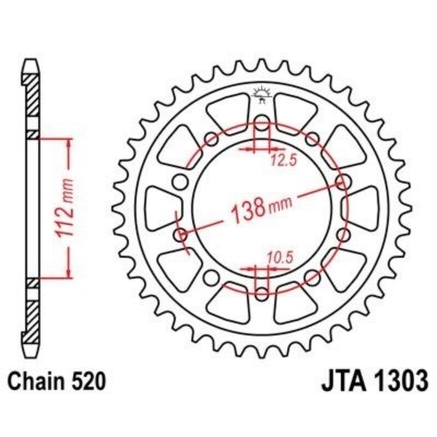 Corona JT 1303 de aluminio con 42 dientes JTA1303.42