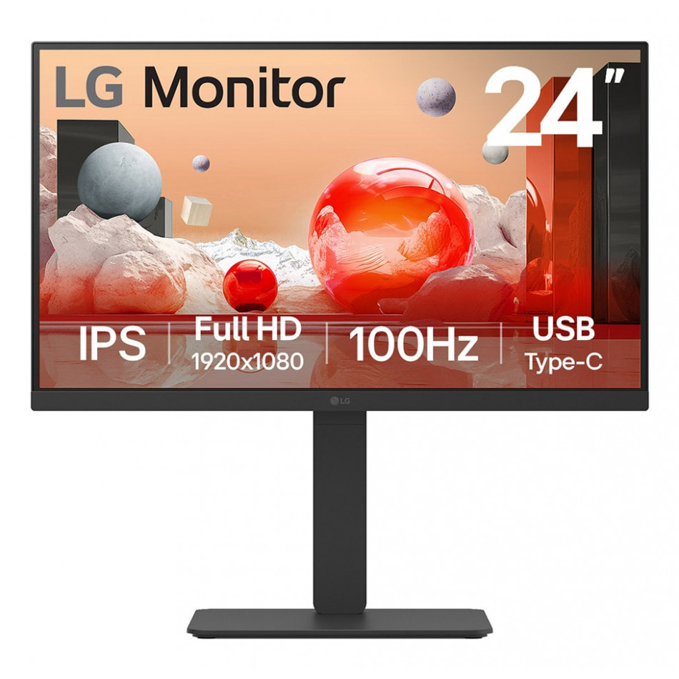 Monitor Profesional LG 24BA650-B 23.8"/ Full HD/ Multimedia/ Negro
