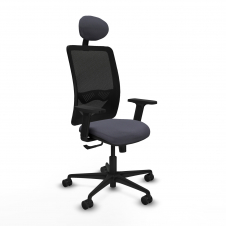 Piqueras y Crespo Zulema sincro malla negra bali gris oscuro brazos 2D base nailon cabecero fijo ruedas 65mm nailon