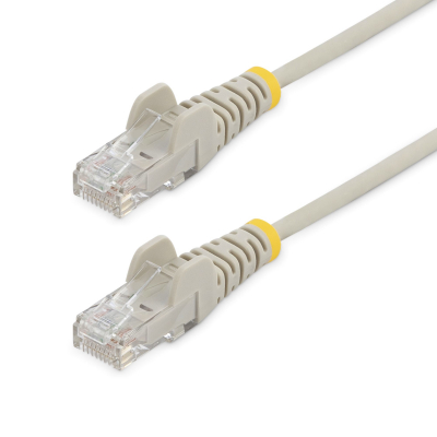 Cable Cat6 de 1m - Delgado - con Conectores RJ45 sin Enganches - Gris