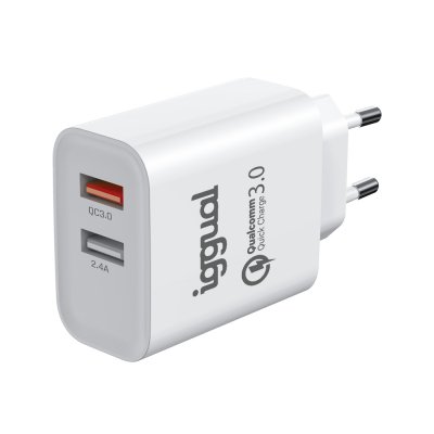 Cargador 2xUSB carga rápida QC3.0 30W