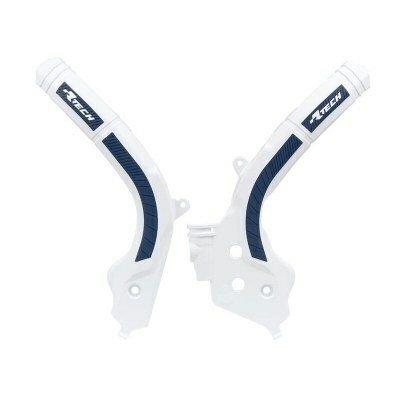 RACETECH Bi-material Frame Guard White/Blue R-PRTKTMBNBL1