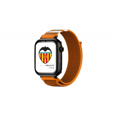 Savefamily Reloj Inteligente Infantil Savewatch Plus Edicion Valencia C.F. con GPS y Llamada - Correa Tela Naranja