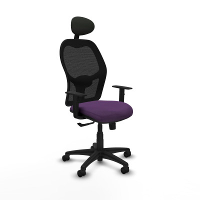 Alocén sincro malla negra bali morado brazos 1D base poliamida cabecero fijo ruedas nailon 50mm