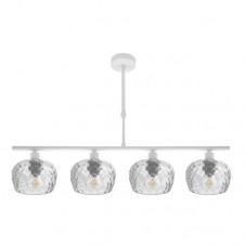 Lampara Estela 4xe14 Blanca Regx75x13 Cm C/tulipas Cristal Tallado Transparente