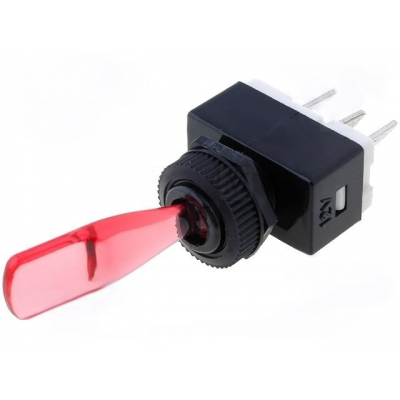 Interruptor Palanca Iluminada 12V ROJO 6A/12Vdc ON-OFF