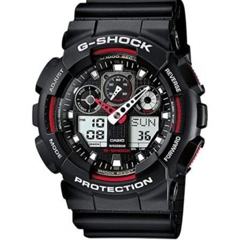 Reloj Analógico Digital Casio G-Shock Trend GA100-1A4ER/ 55mm/ Negro y Rojo