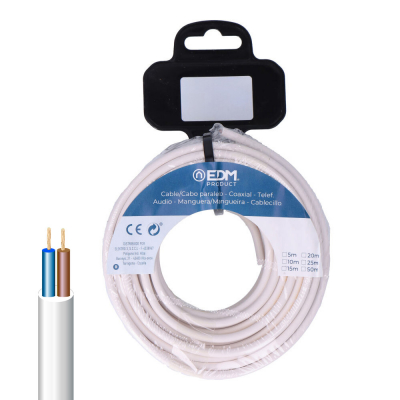 Carrete manguera tubular h05vv-f 2 x 0,75 mm² blanca, 20 m
